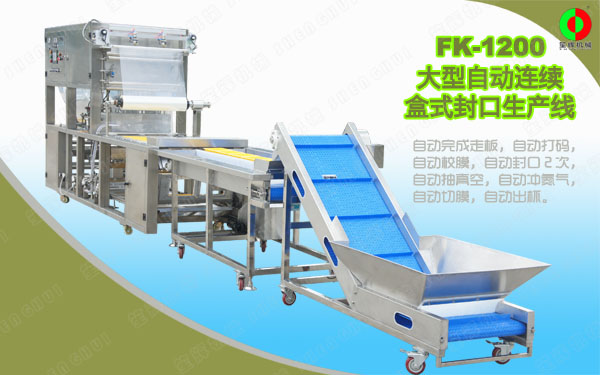 客戶定制大型盒式真空包裝封口生產(chǎn)線順利測(cè)試完畢準(zhǔn)備出貨！